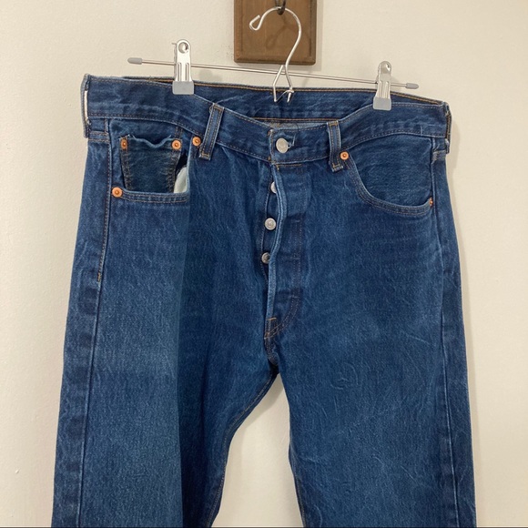 Levi’s Mens 36 34 button fly straight blue - Picture 5 of 10